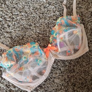 L'AGENT by AGENT PROVOCATEUR Beige Floral Mesh Bra 32E(DD)